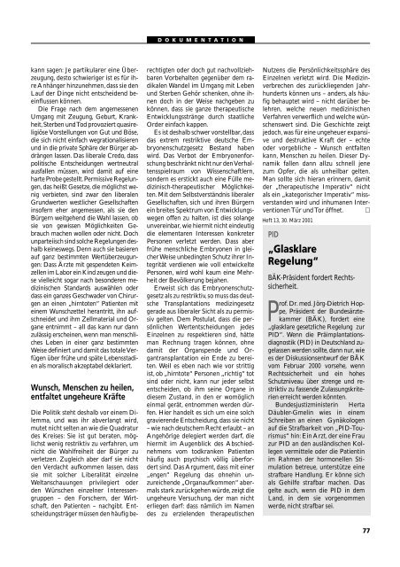 Dokumentation PID, PND, Forschung an Embryonen - 3., erweiterte ...