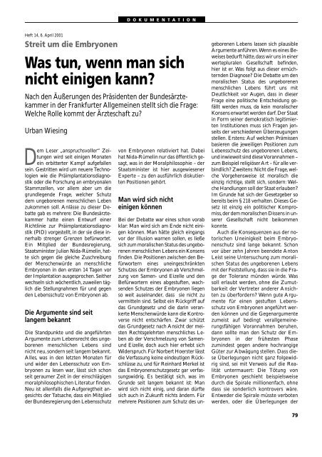 Dokumentation PID, PND, Forschung an Embryonen - 3., erweiterte ...