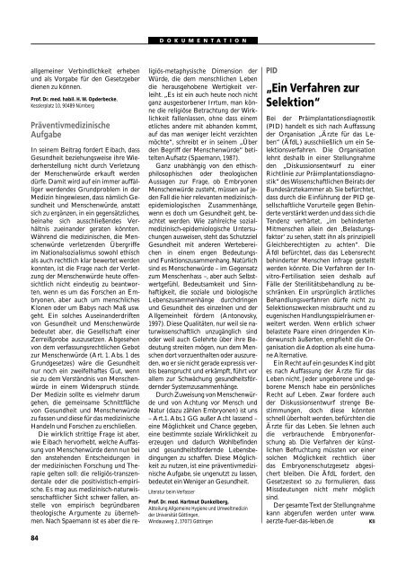 Dokumentation PID, PND, Forschung an Embryonen - 3., erweiterte ...