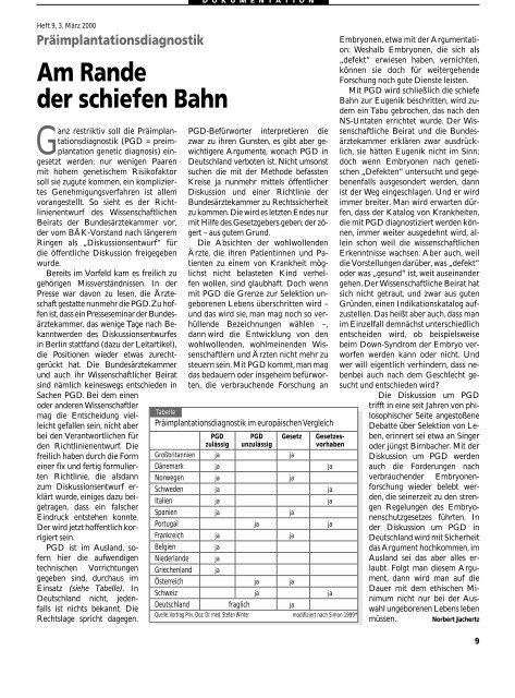 Dokumentation PID, PND, Forschung an Embryonen - 3., erweiterte ...