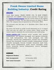 Frank Owens Limited Home Building Industry: Credit Rating