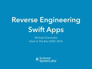 Reverse Engineering Swift Apps