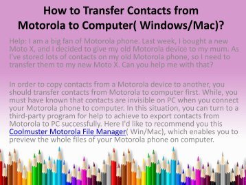 How to Transfer Contacts from Motorola to Computer Windows or Mac