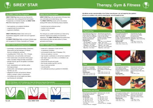 SIREX® STAR Therapy, Gym & Fitness - Imbema Kunststofchemie