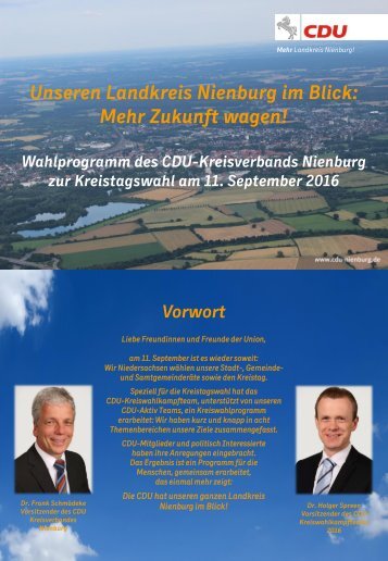 Wahlprogramm des CDU Kreisverbandes Nienburg 2016