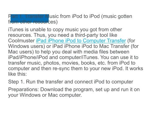 How to transfer music from iPod to iPod