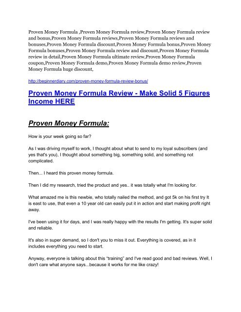 Proven Money Formula Review-MEGA $22,400 Bonus & 65% DISCOUNT 