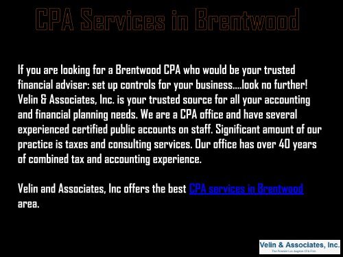 Advantageous CPA Services in Brentwood