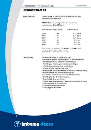 PRODUCTINFORMATIE DENSIT-FOAM TA - Imbema Denso