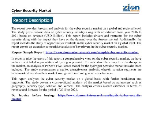 Cyber Security Market Growing at a CAGR of 9.5% between 2016 and 2021