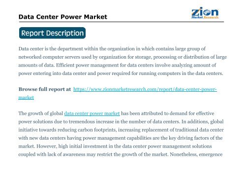 Data Center Power Market