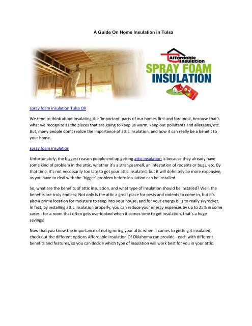 A Guide On Home Insulation in Tulsa