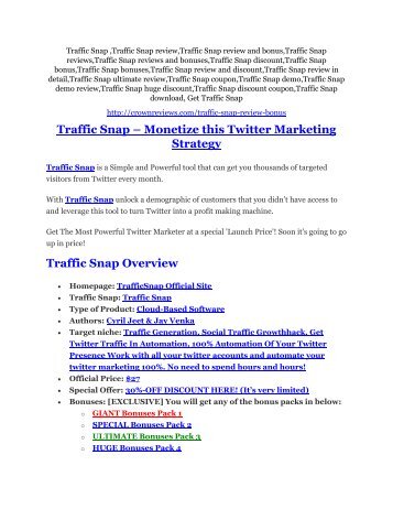 Traffic Snap Reviews and Bonuses-- Traffic Snap