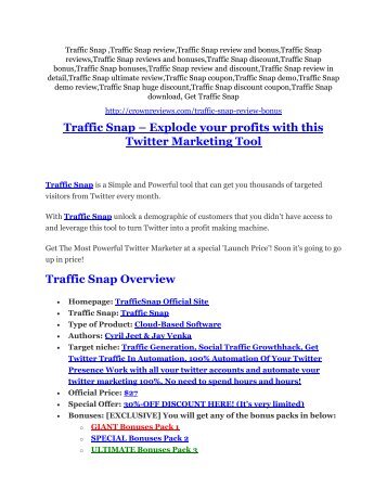 Traffic Snap Review-$32,400 bonus & discount