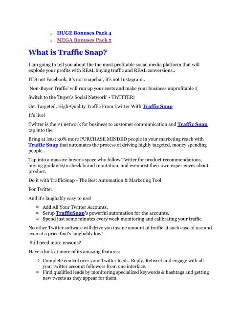 Traffic Snap Review-$32,400 bonus & discount