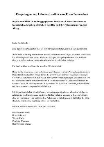 Fragebogen zur Lebenssituation von Trans*menschen - LSVD-NRW