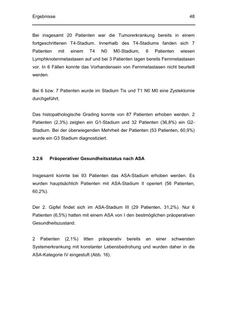 Evaluation perioperativer Parameter sowie der Lebensqualität nach ...