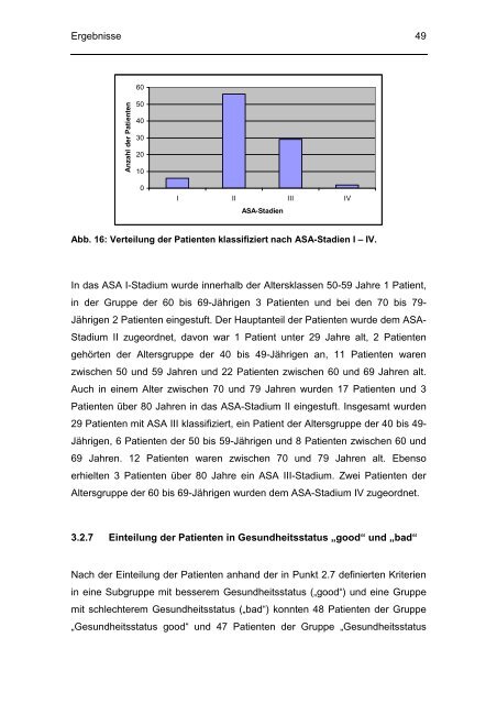 Evaluation perioperativer Parameter sowie der Lebensqualität nach ...