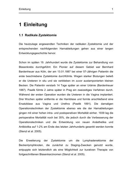 Evaluation perioperativer Parameter sowie der Lebensqualität nach ...