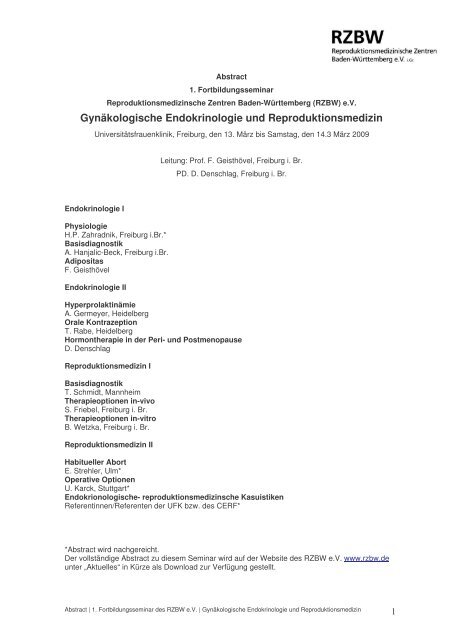 Reproduktionsmedizinsche Zentren Baden-Württemberg (RZBW) E.V