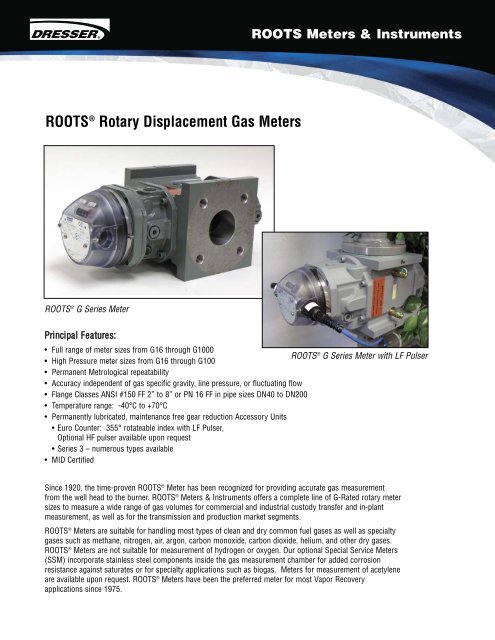 Roots Rotary Displacement Gas Meters Imbema Controls