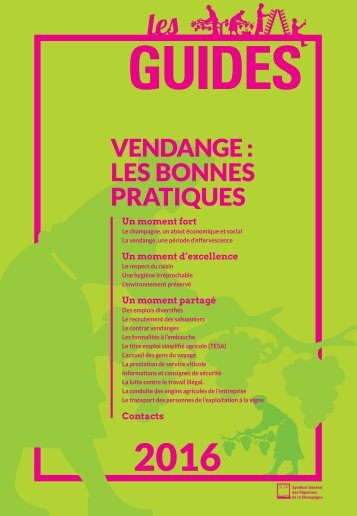 Les Guides du SGV - Bonnes pratiques vendange 2016