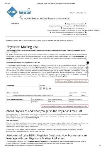 Mailing address list of Physicians
