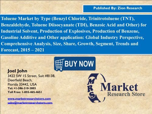 Toluene Market: Growing at a CAGR of 4.0% between 2016 and 2021