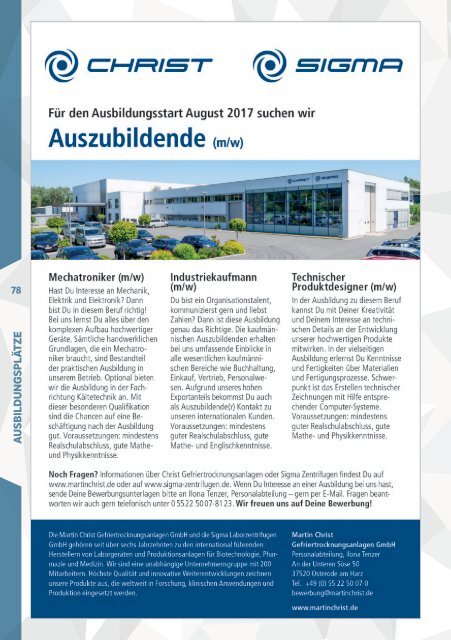 AUSBILDUNGSPLÄTZE - FERTIG - LOS | Landkreis Göttingen/Osterode| 2. Auflage | Ausgabe 2017/18