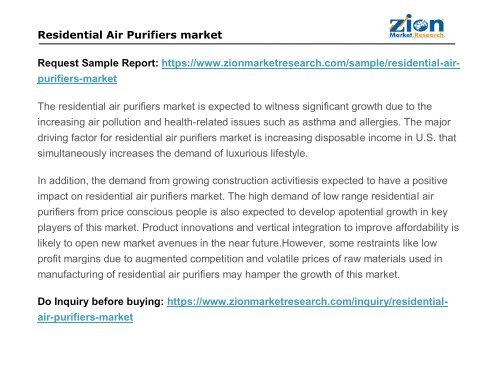Residential Air Purifiers market
