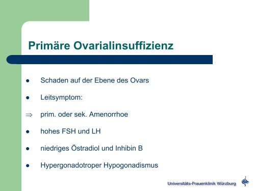 Diagnostik und Therapie der Ovarialinsuffizienz - VI. BAYERN ...