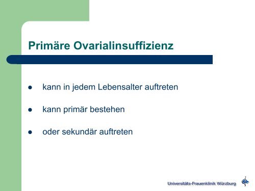 Diagnostik und Therapie der Ovarialinsuffizienz - VI. BAYERN ...