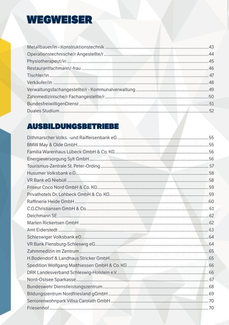 AUSBILDUNGSPLÄTZE - FERTIG - LOS | Schleswig-Holstein Nord | 4. Auflage | Ausgabe 2017/18