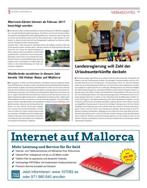 Die Inselzeitung Mallorca September 2016