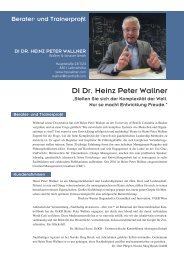 Heinz Peter Wallner - Trainer und Beraterprofil 2016