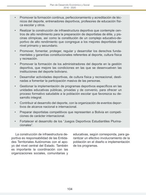 PLAN DE DESARROLLO ECONÓMICO Y SOCIAL