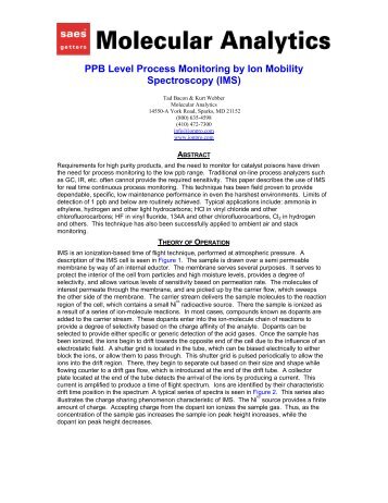 PPB Level Process Monitoring by Ion Mobility Spectroscopy (IMS)