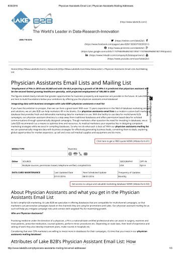 Mailing list of Physician Assistants