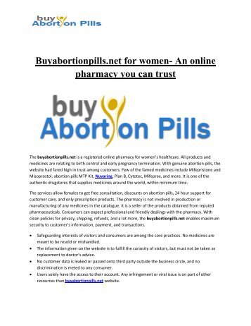 Buyabortionpills.net for women- An online pharmacy you can trust
