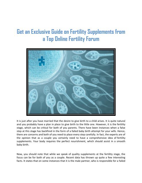 Get an Exclusive Guide on Fertility Supplements from a Top Online Fertility Forum