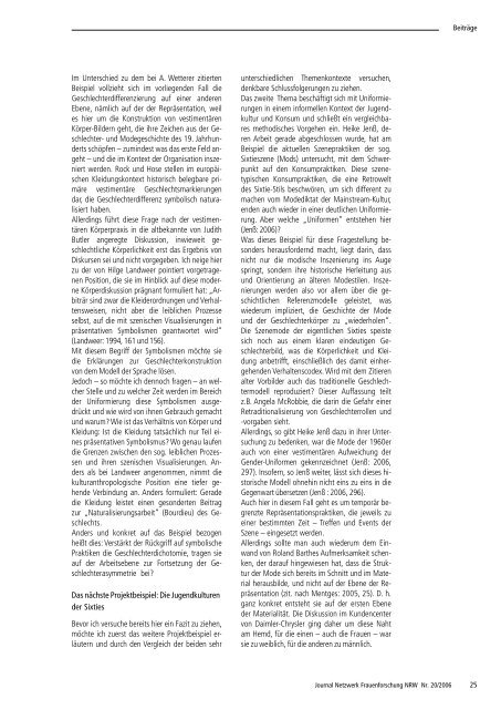 THEMEN: Netzwerk Frauenforschung NRW JOURNAL Nr. 20/2006