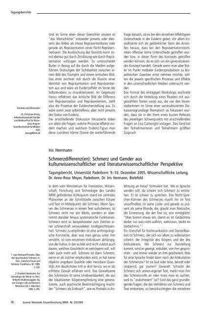 THEMEN: Netzwerk Frauenforschung NRW JOURNAL Nr. 20/2006