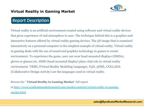 Virtual Reality in Gaming Market