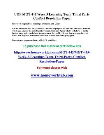 Conflict resolution papers