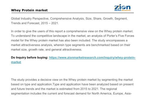Whey Protein market