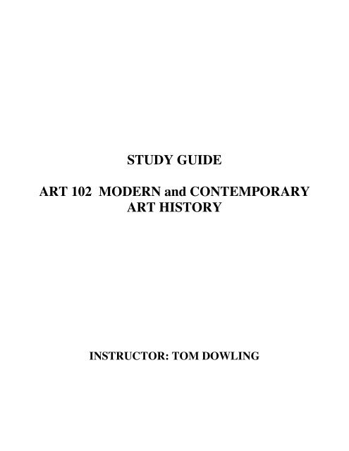 Contemporary Art History Study Guide - tomdowling.com