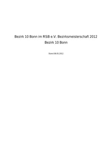 Bezirk 10 Bonn im RSB eV Bezirksmeisterschaft 2012 Bezirk 10 Bonn