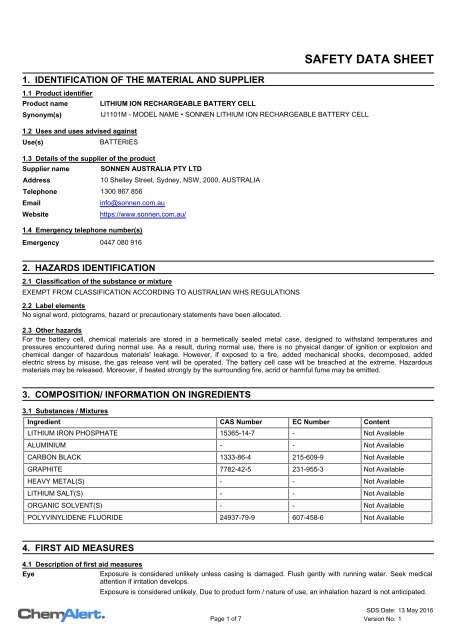 sonnen - Battery MSDS