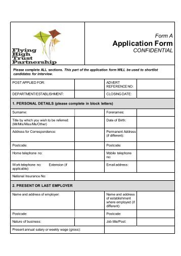 FHT Application Form - Support Staff