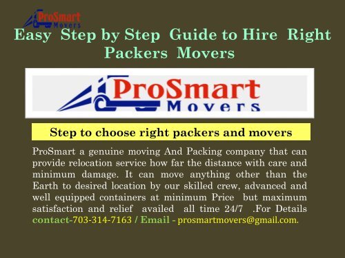 Movers in Maryland| ProSmart Movers